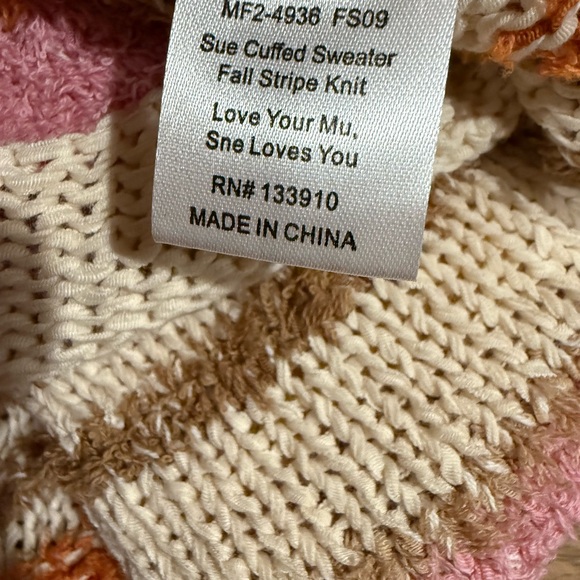 Show Me Your MuMu Sue Cuffed Striped Sweater Womens Size Large - Picture 10 of 10